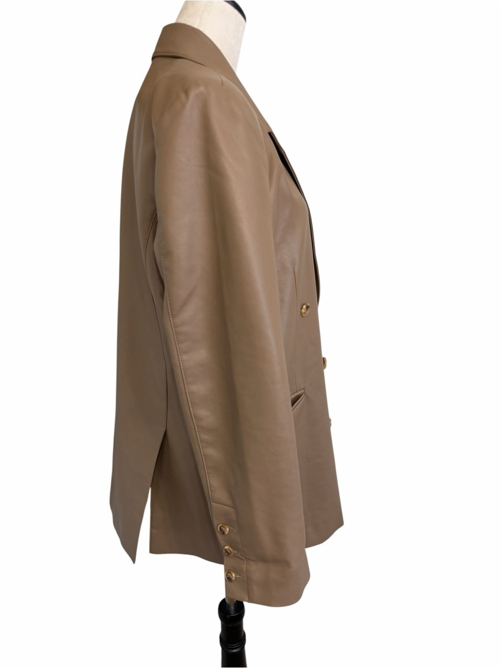 Pistola Roman oversized double-breasted faux leather blazer in taupe - Picture 6 of 8